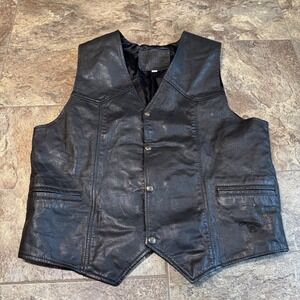 Vtg Branded‎ Camel Cigarettes USA Leather Motorcycle Vest Mens Sz L Black Biker
